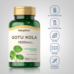 Gotu Kola Capsules | 180 Count | 420mg | Non-GMO | by Piping Rock