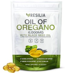 Resilia Softgels with Black Seed Oil 6000mg – Organic Oregano Oil Capsules fo…