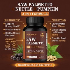 Saw Palmetto Supplement With Nettle And Pumpkin Seed Extract 30/60/120 Capsules