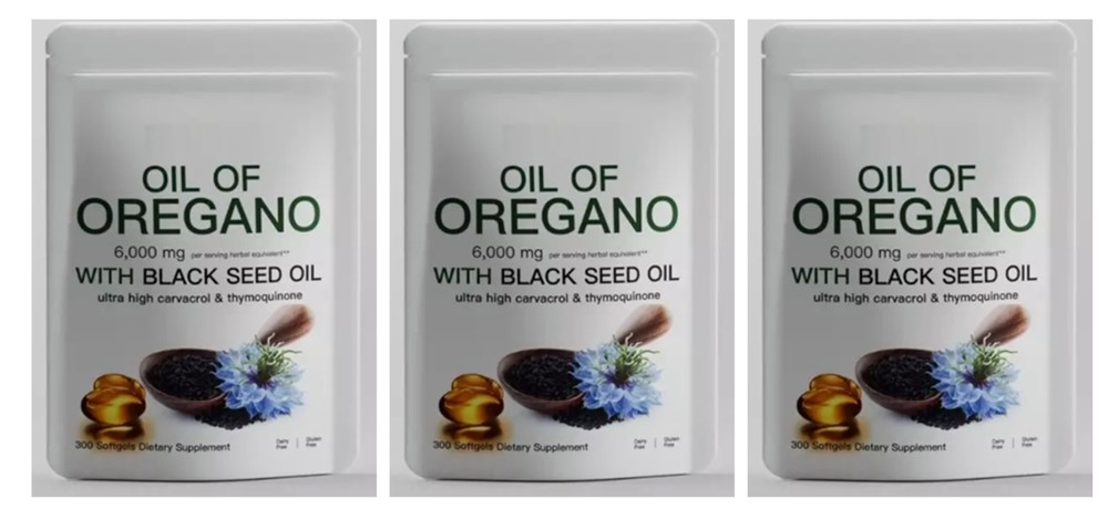 Oregano Oil 6000mg 3X300gels Contains Carvacrol and Thymoquinone