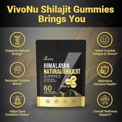 Himalayan Shilajit Gummies 3000mg, Ashwagandha, Fulvic Acid, 60 Count