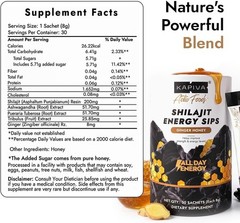 Pure Shilajit Energy & Stamina Sticks – 7500mg Ginger Honey Flavor, 30 Count