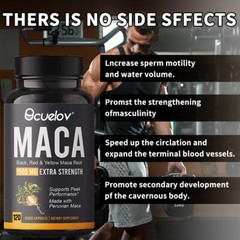 Maca Root Capsules 1500 Mg with Black + Red+Yellow Supplement for Men and Women