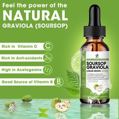 1-3x Soursop Graviola Extract Liquid Drop Immune Digestive Support & Antioxidant