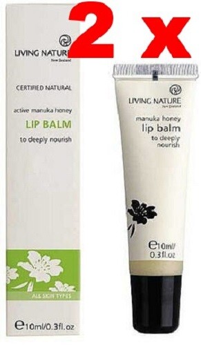 2 x Living Nature Lip Balm 10ml /0.3fl.oz with Active Manuka Honey – made in NZ