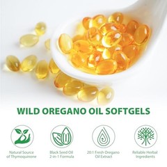 Oil of Oregano with Black Seed Oil, Oil of Oregano Capsules 6000mg, 2 in 1