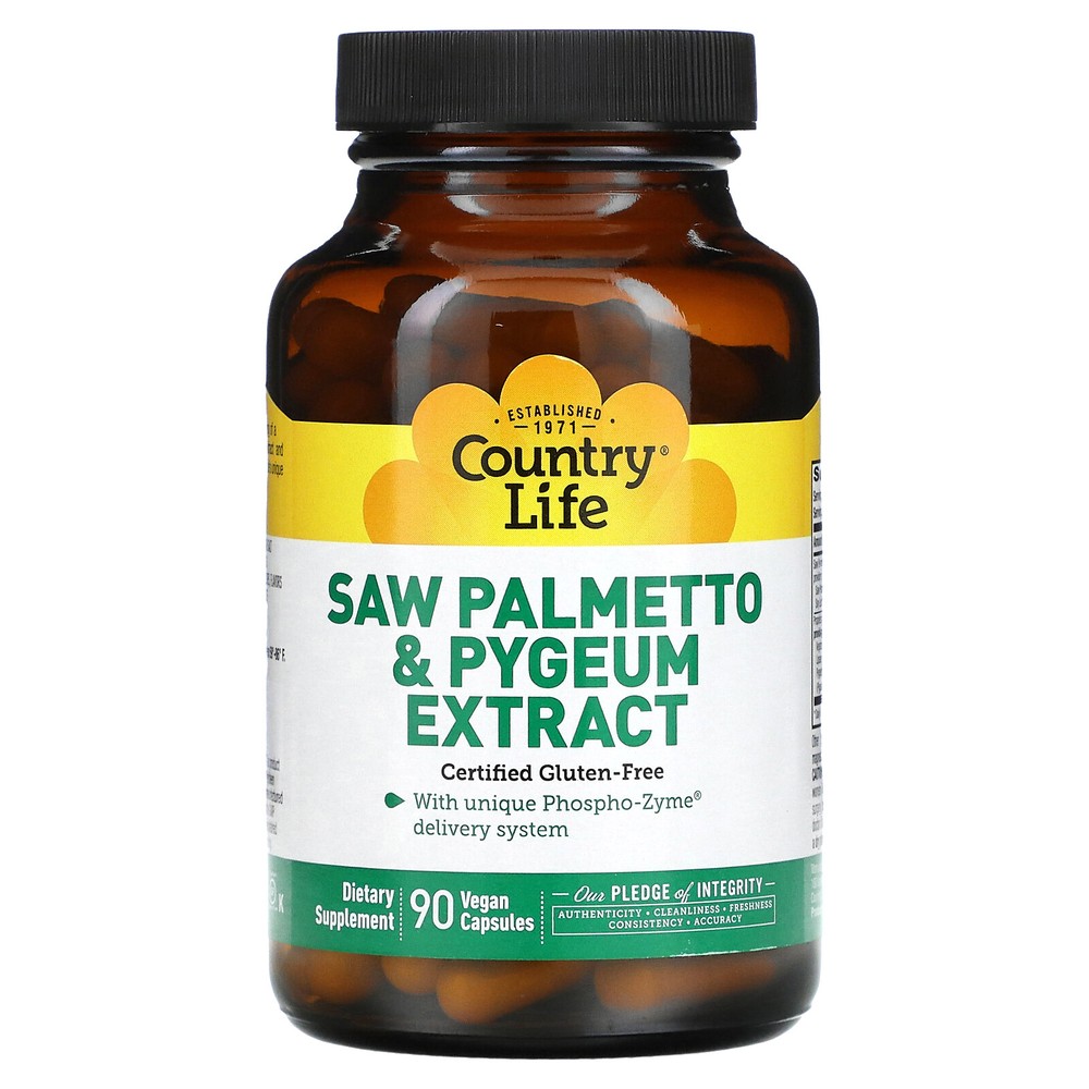 Country Life Saw Palmetto Pygeum Extract 90 Vegetarian Capsules Gluten-Free,