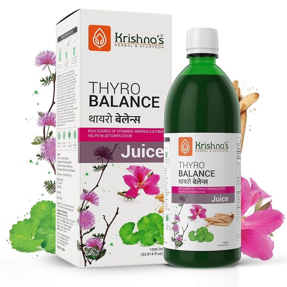 Krishna Herbal Thyro Balance Juice 1L Natural Ayurvedic Support Drink Free Ship