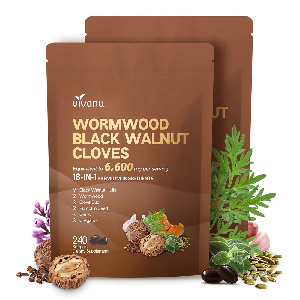 240 Capsules VIVONU Wormwood Black Walnut Cloves 6600mg Gut Health & Energy