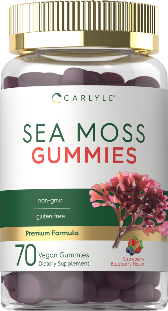 Sea Moss Gummies | 70 Count | Strawberry Blueberry Flavor | Vegan | by Carlyle