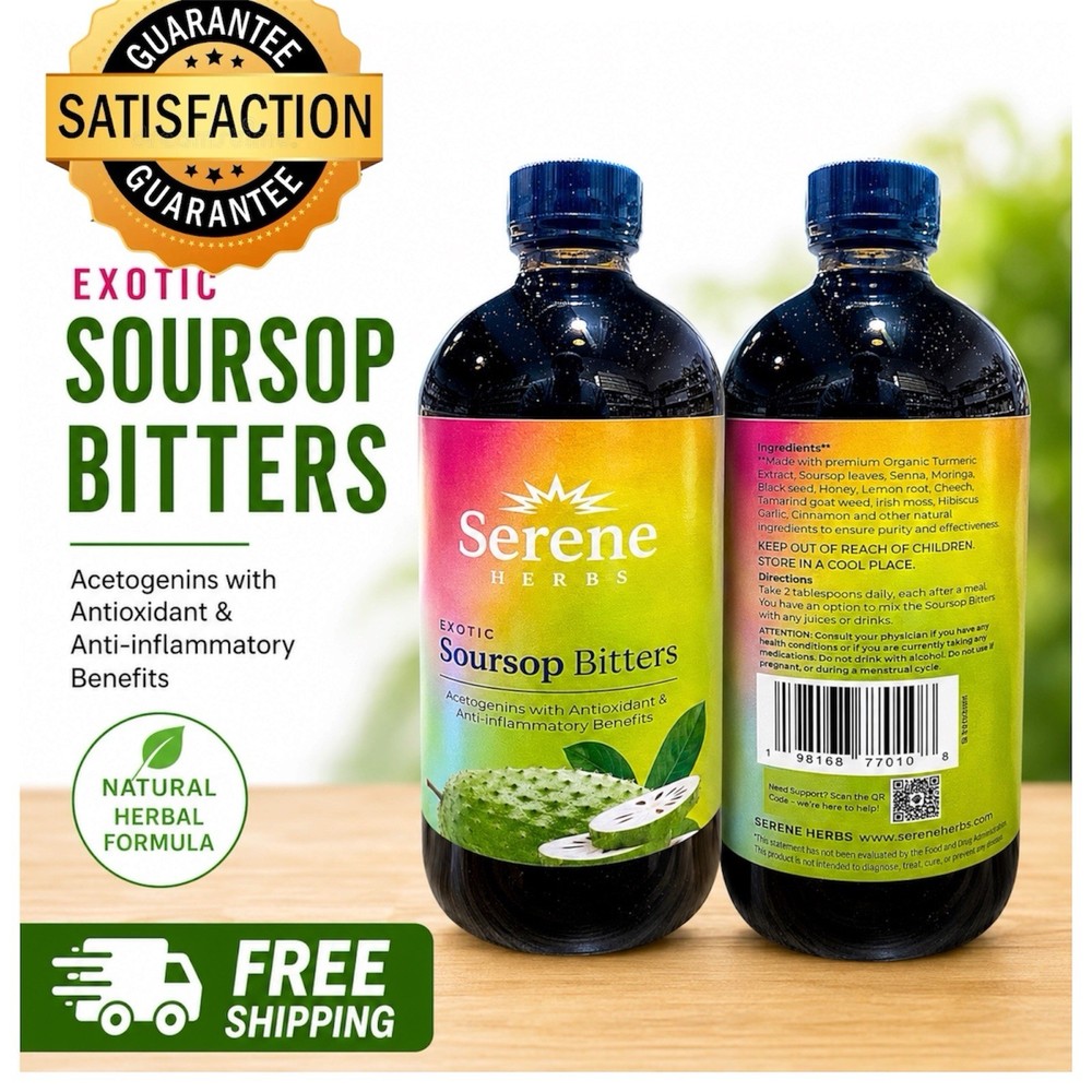 Soursop Detox Bitters 16oz Glass Bottle Free Shipping