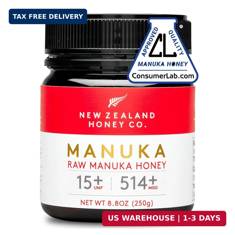 New Zealand Honey Co. Raw Manuka Honey UMF 15+ MGO 514+ – 8.8oz – Authentic New