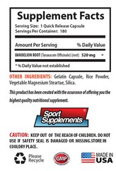 antioxidants and vitamins – DANDELION ROOT 520MG – dandelion leaf extract 1B
