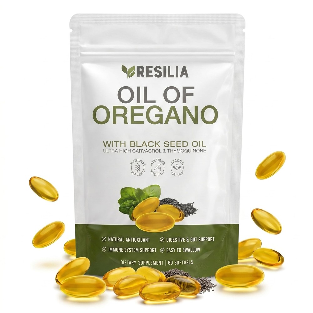 Resilia Softgels with Black Seed Oil – Premium Grade Oregano Oil Capsules for…