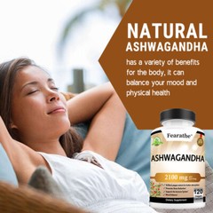 Organic Ashwagandha 2,100 mg w/ Black Pepper – Stress Relief, Mood Enhancer