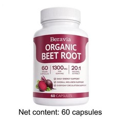 Beravia pure Beet Root Capsules, Purely Natural, Non-GMO 60-Counts