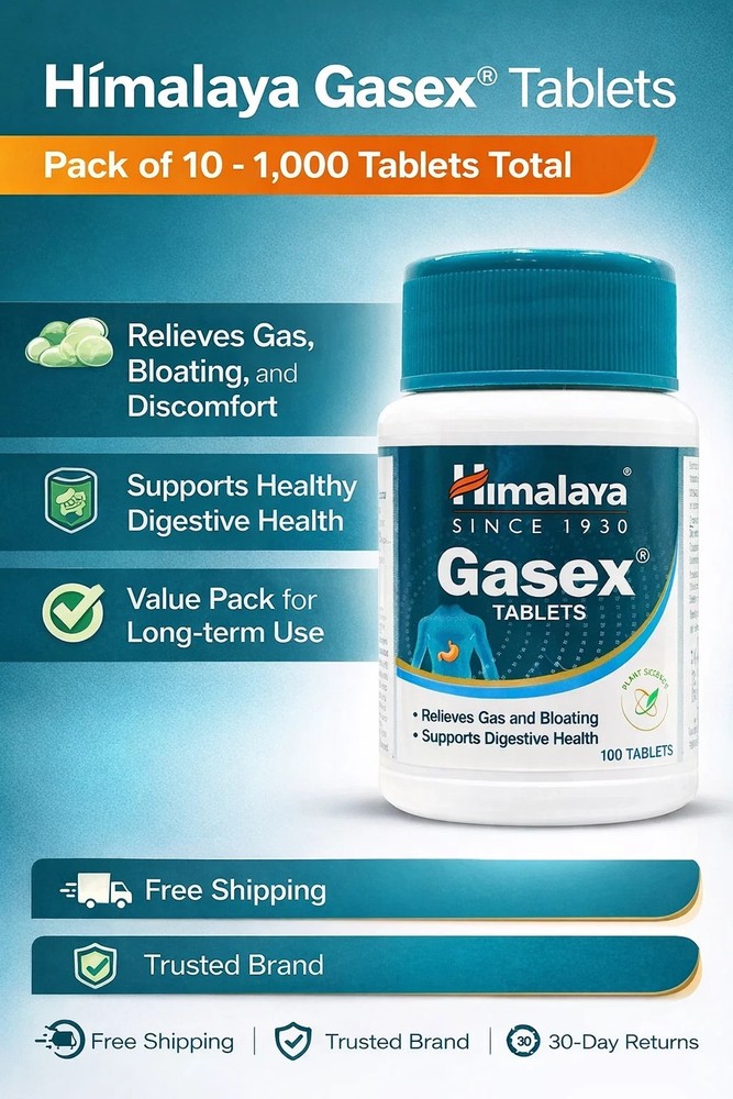 Himalaya Gasex Tablets Ayurvedic Herbal Wellness 1000 Tabs Exp 07-2028