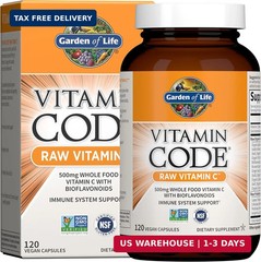 Garden of Life Vitamin Code Raw Vitamin C – 120 Capsules, 500mg Whole Food Vitam