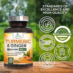 Turmeric Curcumin with Ginger – 95% Curcuminoids 2600mg Max potency w BioPerine