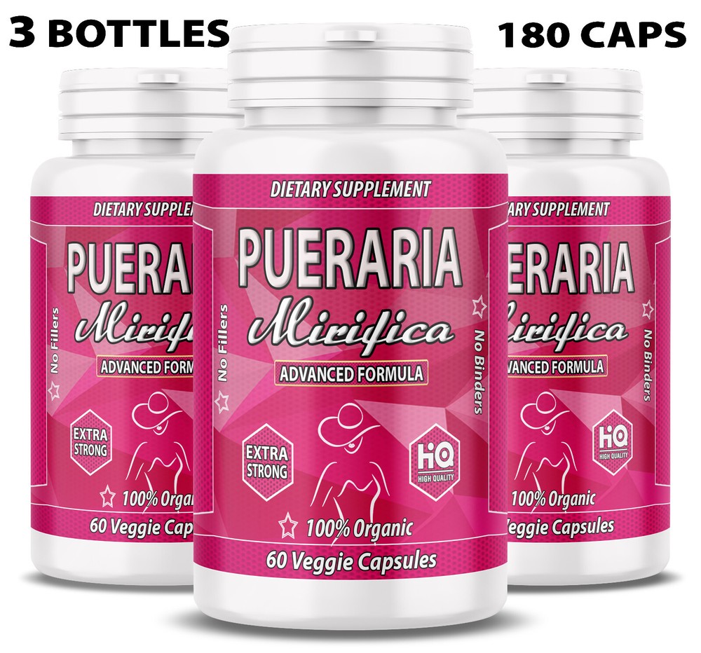 PUERARIA MIRIFICA 180 VEGGIE CAPSULES ORGANIC DIETARY SUPPLEMENT 3 BOTTLES