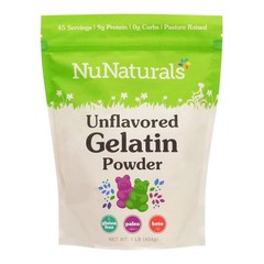 NuNaturals Unflavored Beef Gelatin Powder, Instantly Thickens, Stabilizes, and T
