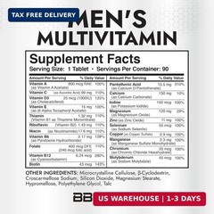 Built by Nature Multivitamin for Men – 90 Tablets Daily Immune Support, Energy S
