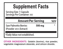 Lifestyle Approach – SAW PALMETTO 45% EXTRACT – Herbal Source 1 Bottle 60 Capsul
