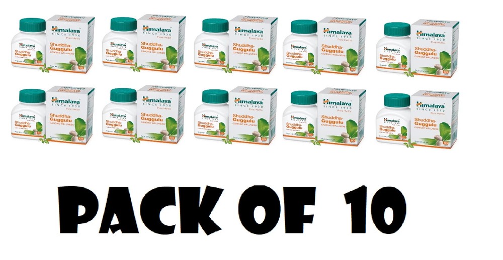 Himalaya Shuddha Guggulu 60 Tabs Each Wellness Herbal Supplement Pack of 10