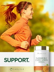 Turmeric Curcumin with Bioperine | 500 mg | 180 Capsules | by Carlyle