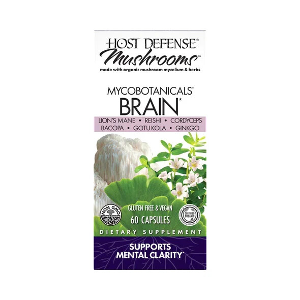 Host Defense MycoBotanicals Brain 60 Veg Capsules Fungi Perfecti