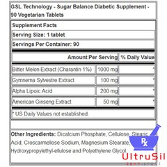 3 BOTTLEs GSL Technology Sugar Balance Diabetic Supplement 90 Tablets (NEW)