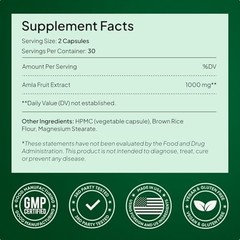 Amla Capsules 1000mg Organic Indian Gooseberry 60 Count Ayurvedic Alevia Fruit