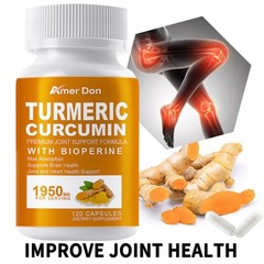 Turmeric Curcumin 1950mg w/ BioPerine Black Pepper Triple Strength Capsules 120x