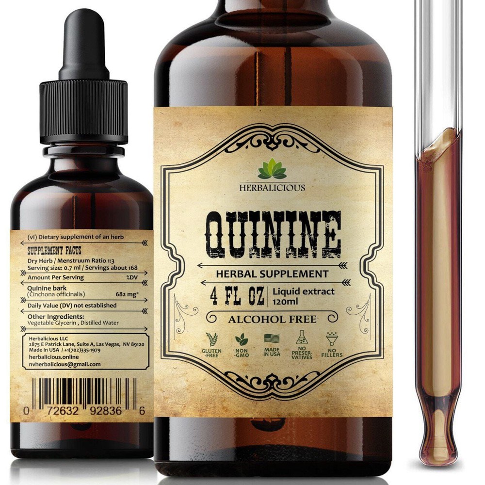 Quinine Liquid Extract 4Fl.oz Leg Cramp Relief & Digestive Health Immune Support