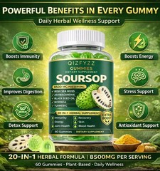 2 PCS Summervibes Qizfyzz Soursop Gummies 20-in-1 Herbal Complex Sea Moss 60ct