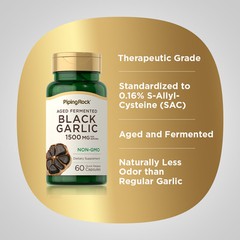 Black Garlic Supplement 1500mg | 60 Capsules | Non-GMO | By Piping Rock