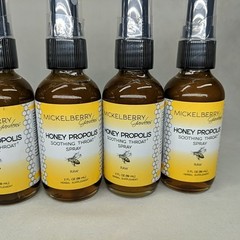 Mickelberry Gardens Honey Propolis Throat Spray 2oz Raw Honey Herbal Blend 4 pk