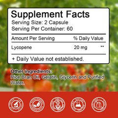 Lycopene 20mg Prostate Health Support Supplemen High Protency Antioxidan 120P