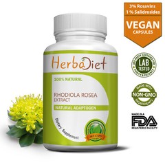 Rhodiola Rosea Root Extract Capsules (8000mg eq) 4% Rosavins Salidrosides Energy