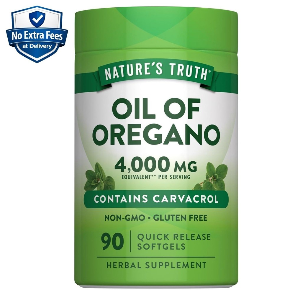 Aceite de Orégano Orgánico 4000mg Extracto 65:1 90 Gels con Carvacrol y Oliva