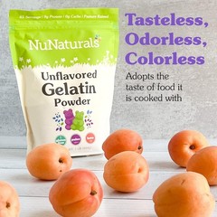 NuNaturals Unflavored Beef Gelatin Powder, Instantly Thickens, Stabilizes, and T