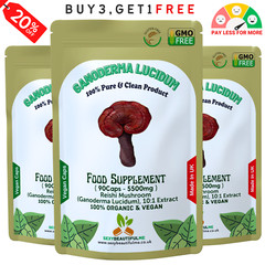 Reishi Mushroom 5500mg Capsules (Ganoderma Lucidum) – Strong & Effective – Vegan