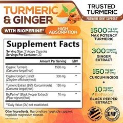 Turmeric Curcumin Highest Potency 95% 1950mg with BioPerine Black Pepper Extract