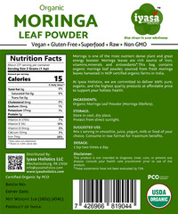 Moringa Leaf Powder, Certified Organic, Raw Super food, 4,8,16 oz, Ships free