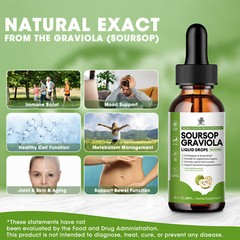 Organic Soursop Graviola Drops 1800mg – Immune Support & Antioxidant 2fl oz