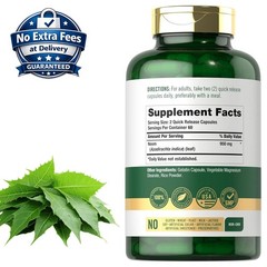 Hoja de Neem 950mg Azadirachta Indica 120 Cápsulas en Polvo | Suplemento herbal
