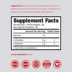 L Arginine L Citrulline Supplement Powder (3g) Nitric Oxide