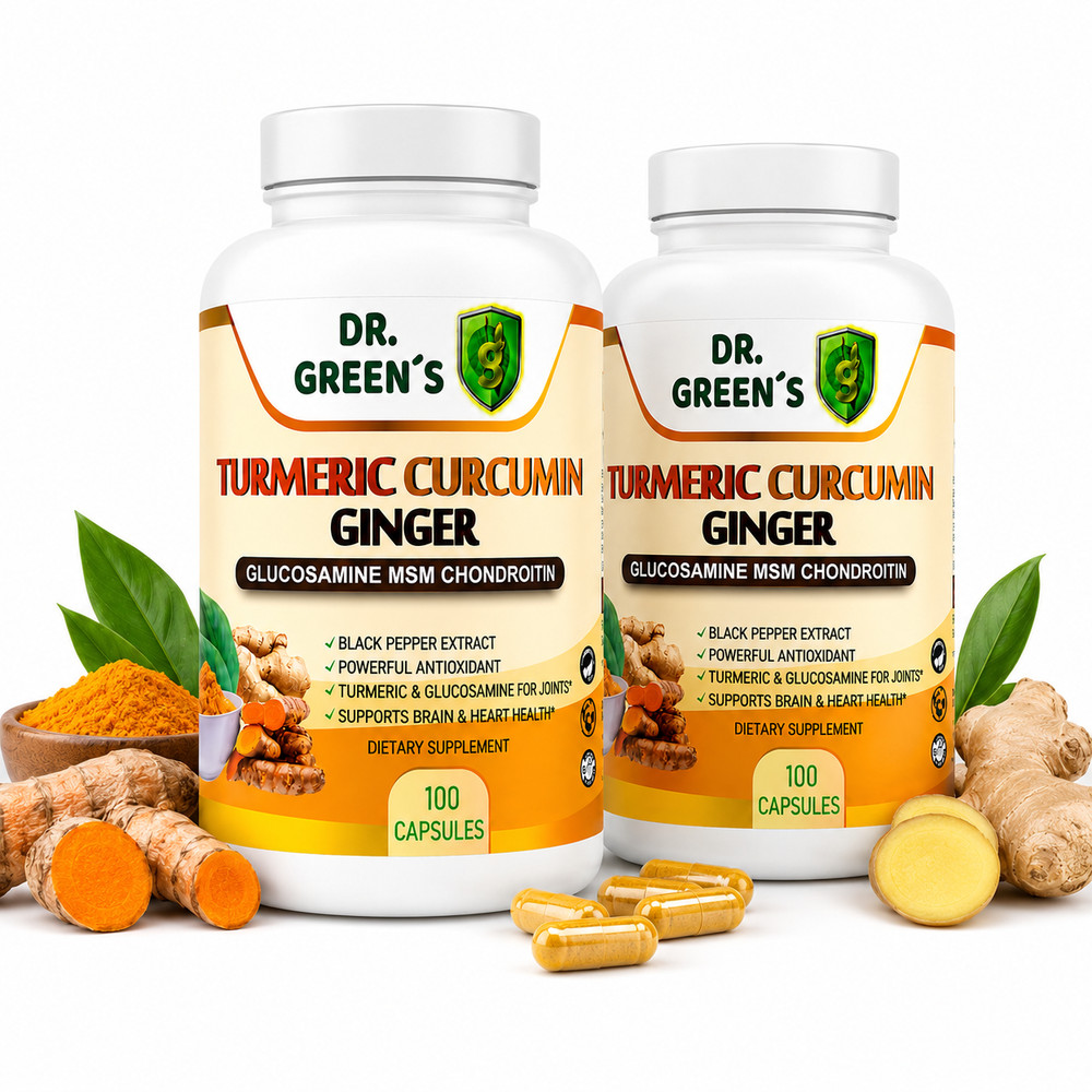 2 Bottles Turmeric Ginger Glucosamine Chondroitin MSM Black Pepper 200 Capsules