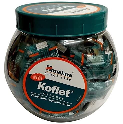 1 Box 75 pc Himalaya Herbals KOFLET Lozenges Jar For Sore Throat FREE SHIP