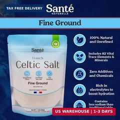Sante Naturelle Celtic Salt Organic Fine Ground – 1.1lb (18oz) Unrefined French